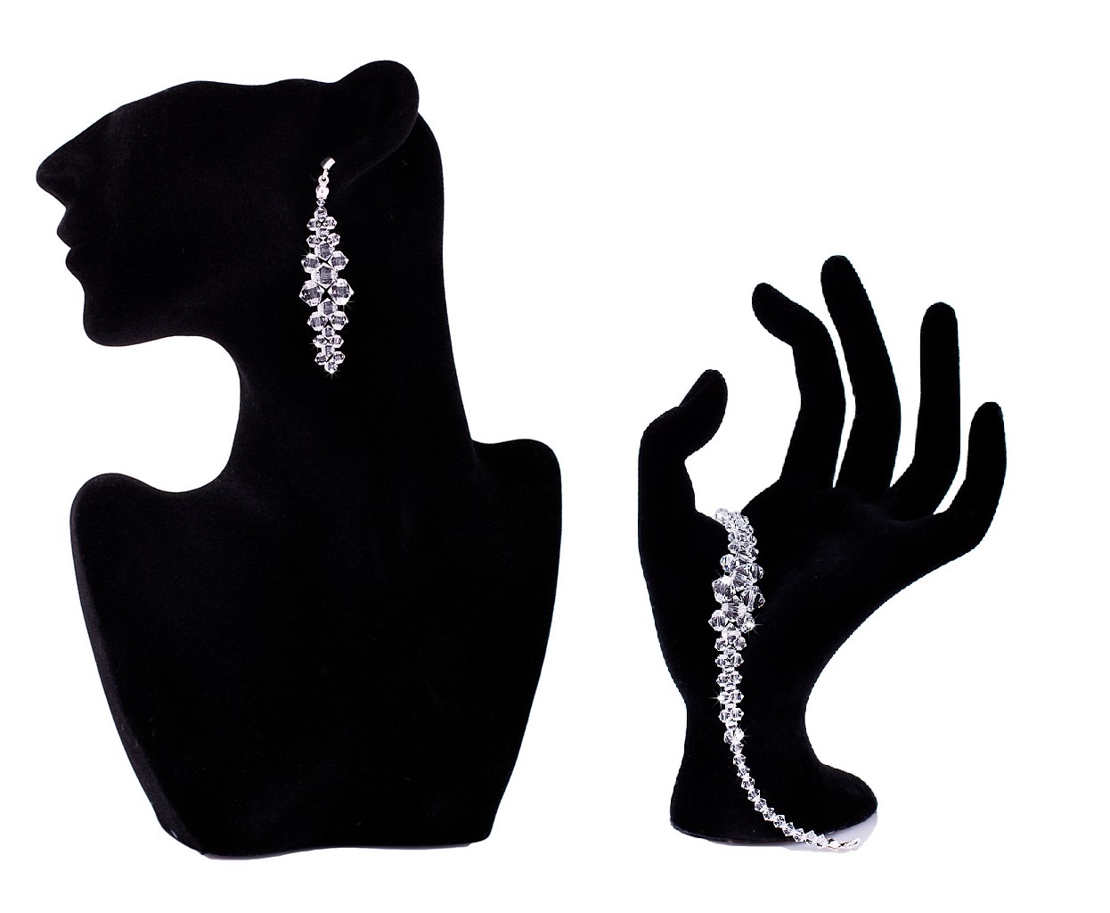 Set Swarovski Elements Svadobné strieborné kryštály