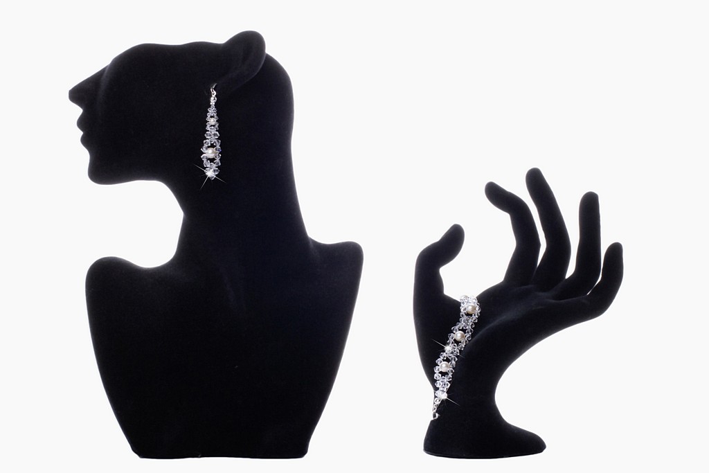 sada prvkov SWAROVSKI svadobná ecru biela námornícka modrá