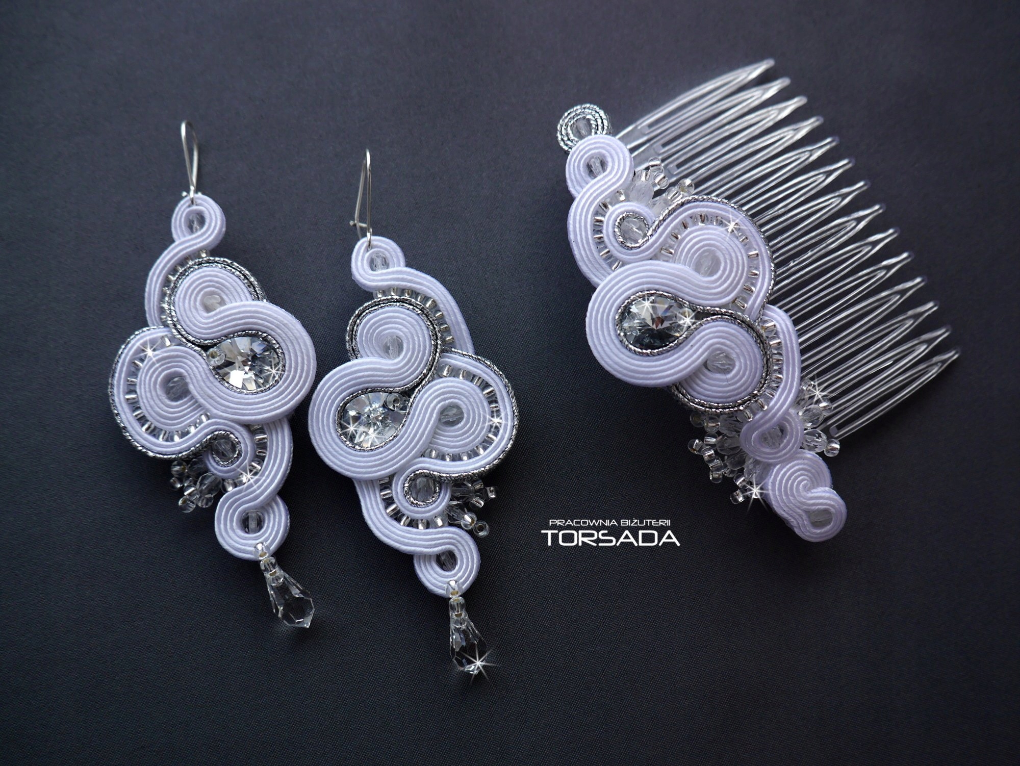 sada náušníc vrkoč soutache Swarovski