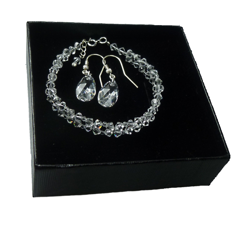 lesklý set Swarovski CRYSTAL strieborný kb SVADBA