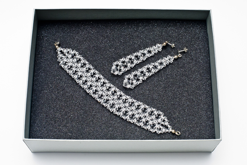 svadobná súprava SWAROVSKI elements STRIEBORNÉ kryštály