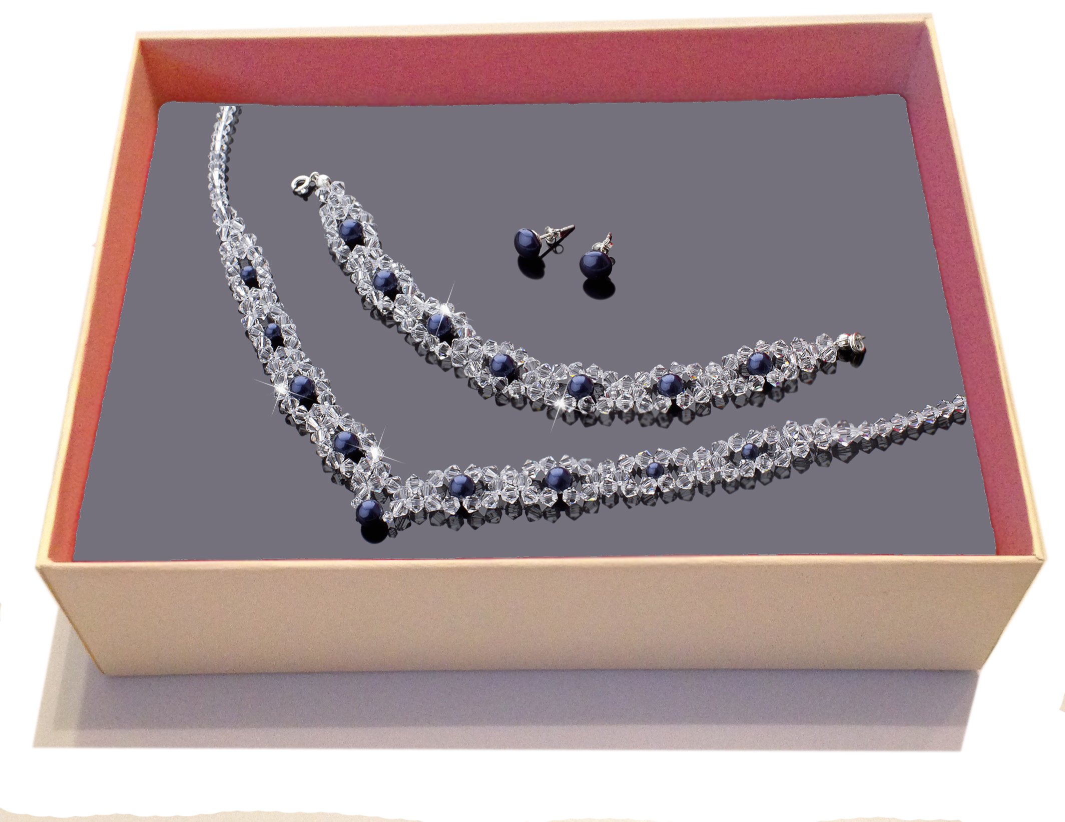 svadobná sada SWAROVSKI elements námornícka modrá biela ecru