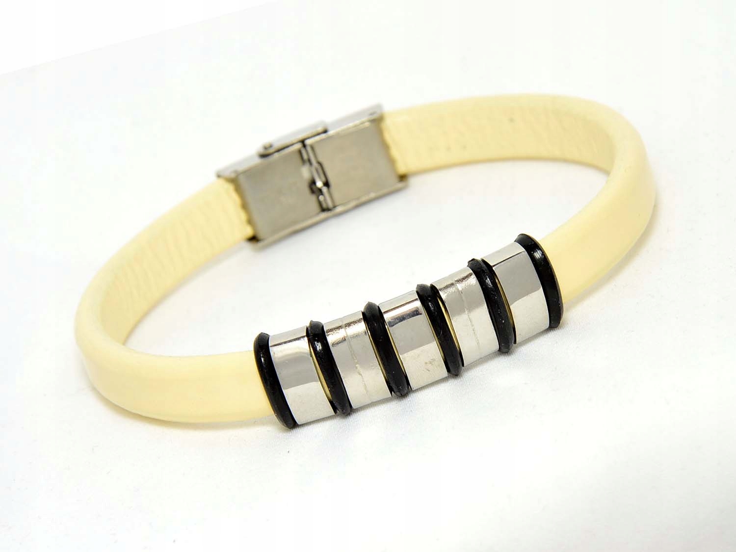 Krémový náramok vyrobený z prírodnej kože unisex