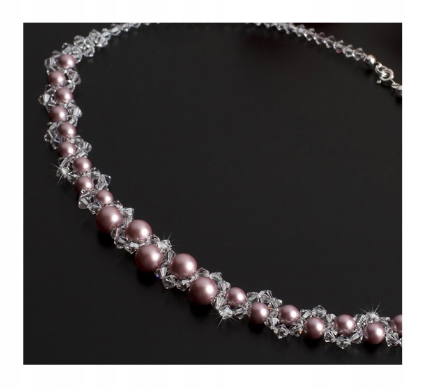 Náhrdelník SWAROVSKI el. svadobné šperky RUŽOVÝ PRÁŠOK