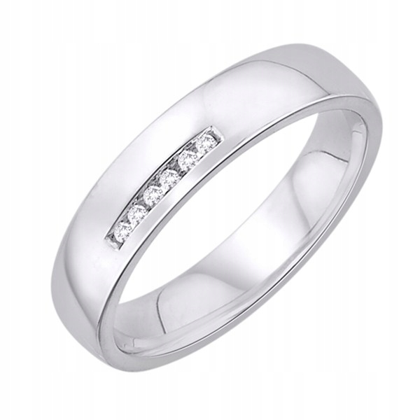 prsteň z bieleho zlata 585 DIAMANTY 0,03 šírka 4 mm