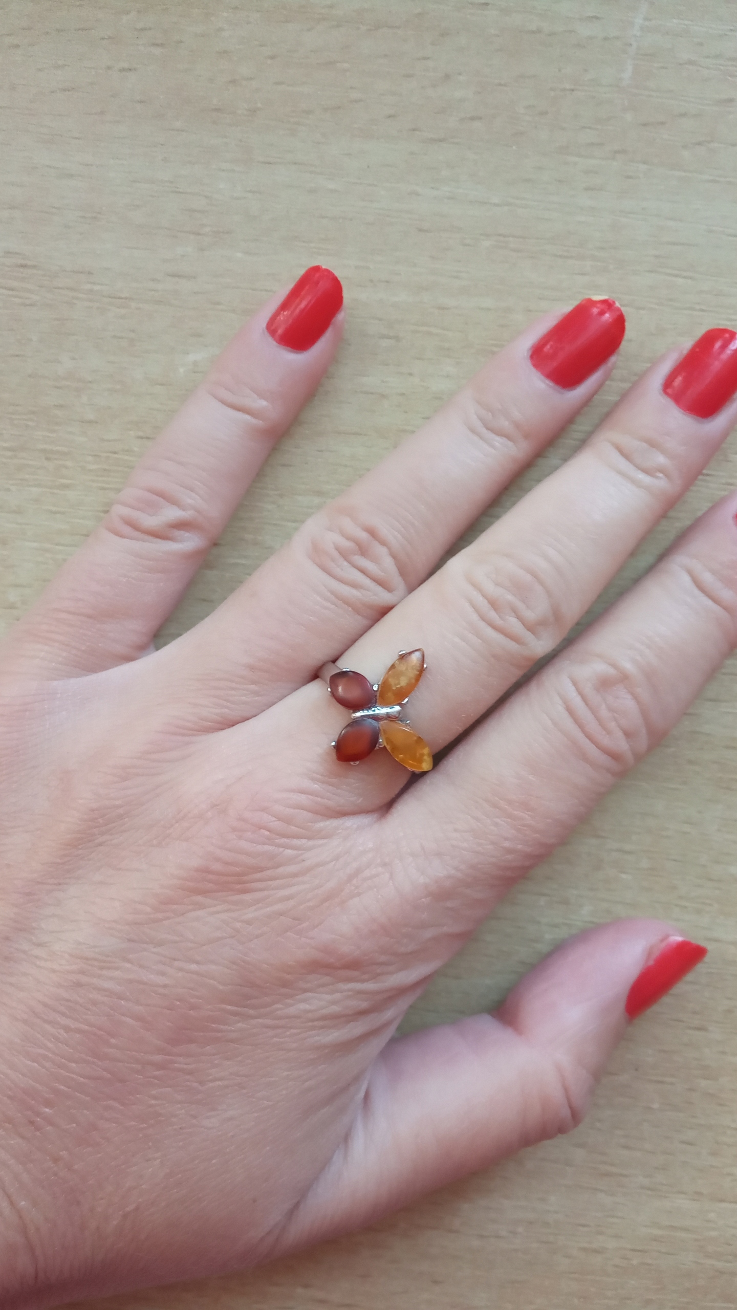 Amber Ring - W.Kruk Butterfly