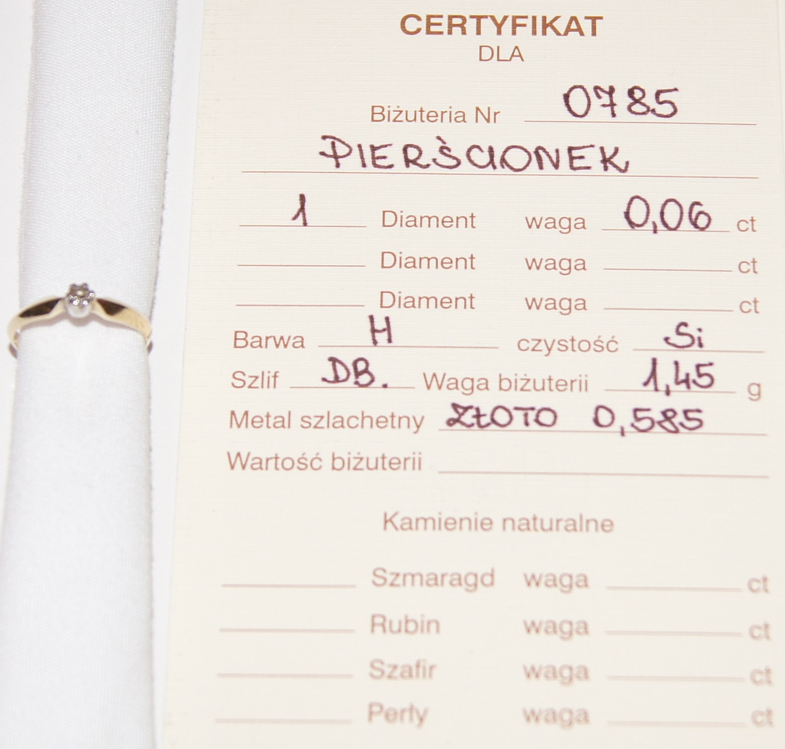 prsteň s BRILLIANT diamantom veľkosti 7