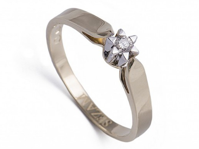 r 15 585 ZLATÝ PRSTEŇ S BIELYM ZLATÝM DIAMANTOM