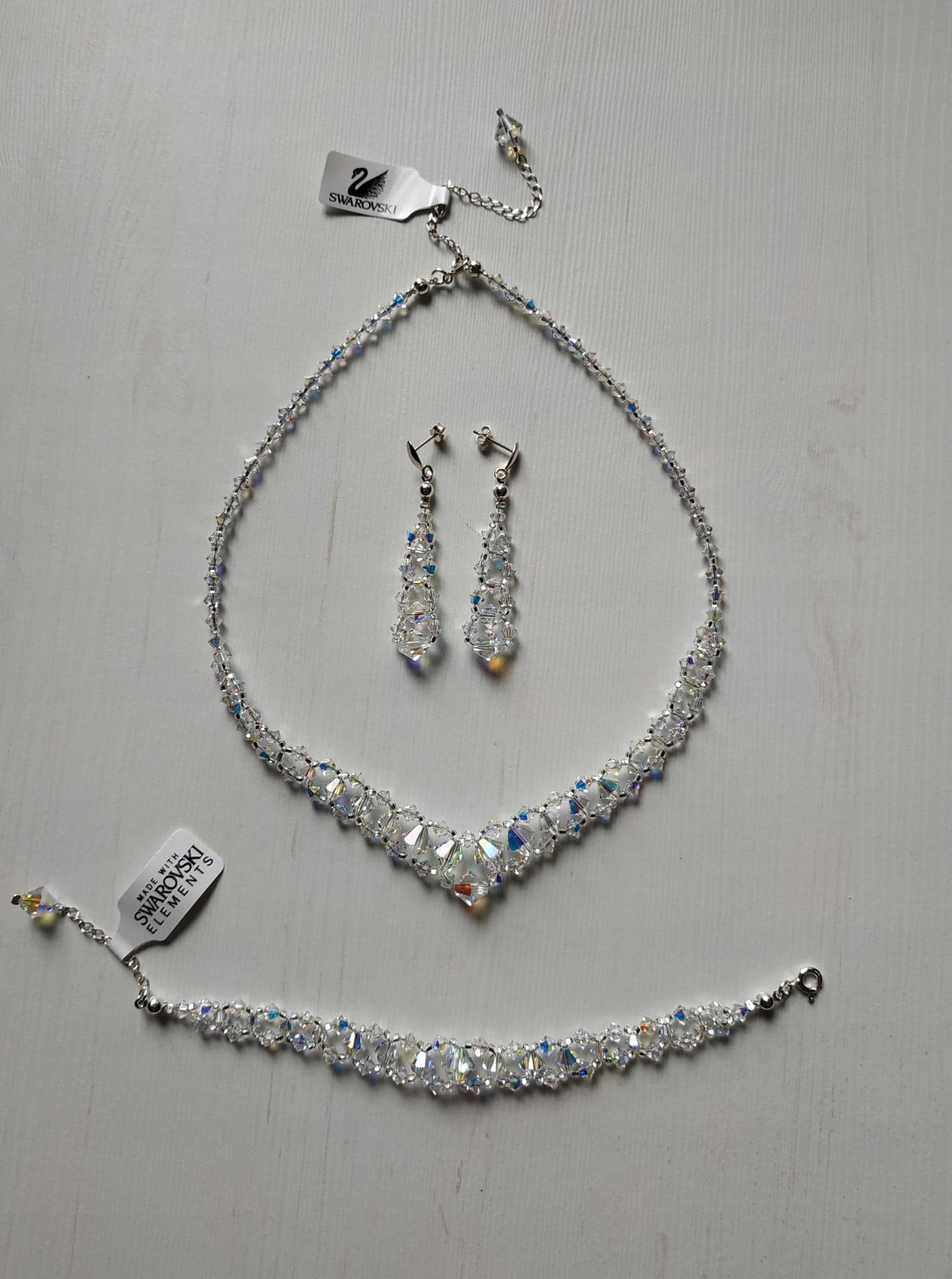 svadobná sada Swarovski krištáľ AB mincový striebro