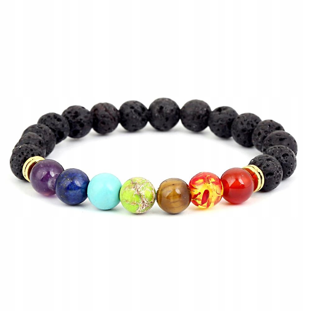 Gold-7 Chakra Crystal Lava Stones náramok KO