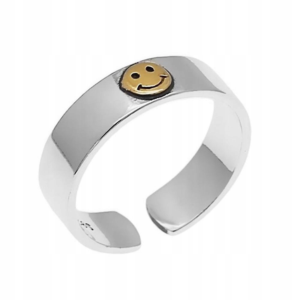 Gold-Women-Women Smiley Face Ring Open Rings